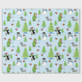 クリスマスペンギンの氷のスケートで滑るとクマ漁師 ラッピングペーパー (フラット)