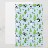 クリスマスペンギンの氷のスケートで滑るとクマ漁師 便箋 (正面/裏面)