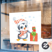 クリスマスペンギンの窓が離れない ウィンドウサイン (カフェ窓)
