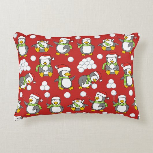 クリスマスペンギンの背景 アクセントクッション (正面)