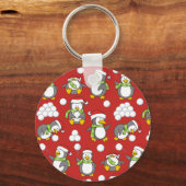 クリスマスペンギンの背景 キーホルダー (正面)