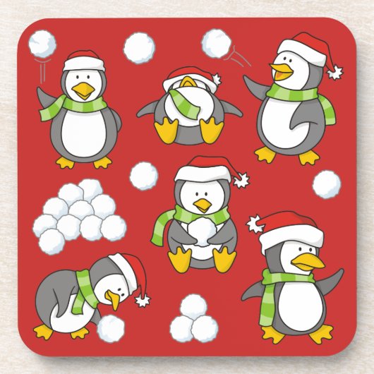 クリスマスペンギンの背景 コースター (正面)