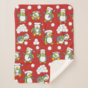 クリスマスペンギンの背景 シェルパブランケット