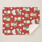 クリスマスペンギンの背景 シェルパブランケット (正面(横))