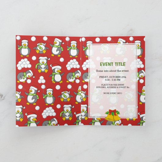 クリスマスペンギンの背景 シーズンカード (内部)