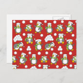 クリスマスペンギンの背景 シーズンポストカード (正面/裏面)
