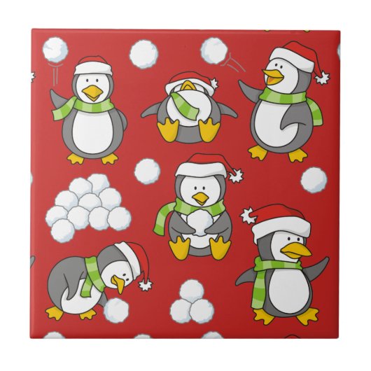 クリスマスペンギンの背景 タイル (正面)