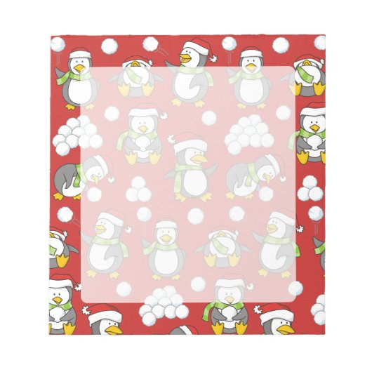 クリスマスペンギンの背景 ノートパッド (正面)