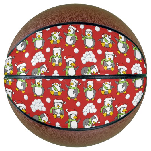 クリスマスペンギンの背景 バスケットボール (正面)