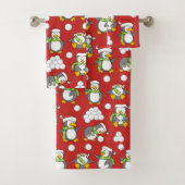 クリスマスペンギンの背景 バスタオルセット (インサイチュ)