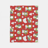 クリスマスペンギンの背景 フリースブランケット (正面)