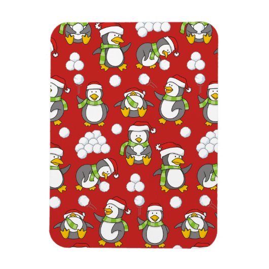 クリスマスペンギンの背景 マグネット (縦)