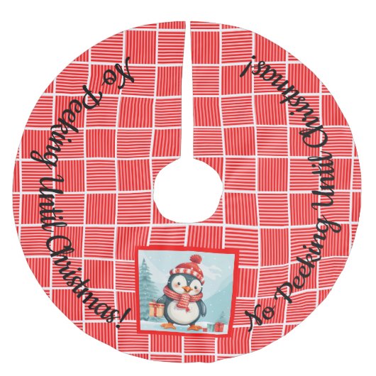 クリスマスペンギンの覗き見なし ブラッシュドポリエステルツリースカート (正面)