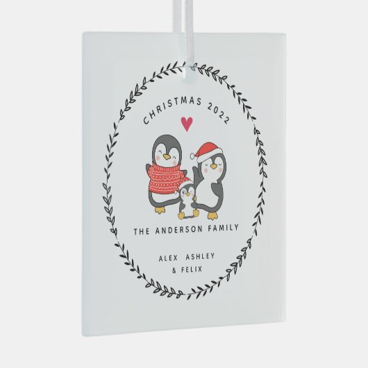 クリスマスペンギンの3つの家族 ガラスオーナメント (正面右)