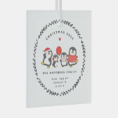 クリスマスペンギンの4人家族 ガラスオーナメント (正面右)