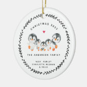クリスマスペンギンの5人家族の陶器オーナメント セラミックオーナメント (左)