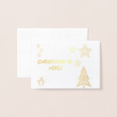 クリスマスペンギンも木も星も可愛い 箔カード (封筒付き正面)