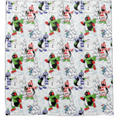 クリスマスペンギンアイススケートで滑る シャワーカーテン (正面)