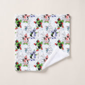 クリスマスペンギンアイススケートで滑る バスタオルセット (ウォッシュタオル)