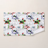 クリスマスペンギンアイススケートで滑る バスタオルセット (ハンドタオル)