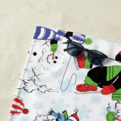 クリスマスペンギンアイススケートで滑る ビーチタオル (インサイチュ)