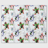 クリスマスペンギンアイススケートで滑る ラッピングペーパー (フラット)