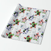 クリスマスペンギンアイススケートで滑る ラッピングペーパー (アンロールド)