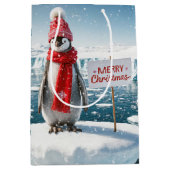 クリスマスペンギンオンアイスバーグ ミディアムペーパーバッグ (正面)