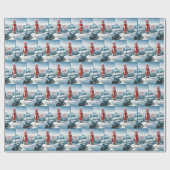 クリスマスペンギンオンアイスバーグ ラッピングペーパー (フラット)