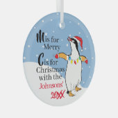 クリスマスペンギンオーナメント ガラスオーナメント (正面右)