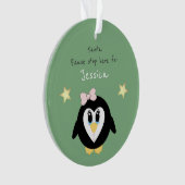 クリスマスペンギンサンストップタここ緑 オーナメント (正面)