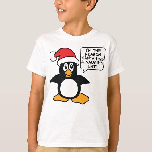 クリスマスペンギンサンタいけなリスト Tシャツ (正面)