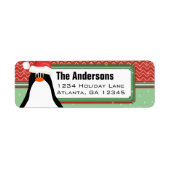 クリスマスペンギンシェブロンパターン差出人住所 ラベル (正面)