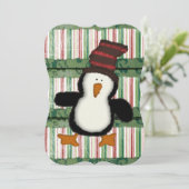 クリスマスペンギンストライプフラットグリーティングカード カード (スタンド正面)