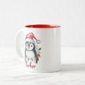 クリスマスペンギンパーソナライズされたキッズマグ ツートーンマグカップ (正面左)