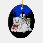 クリスマスペンギンベビーホッキョクグマのアザラシ セラミックオーナメント (右)