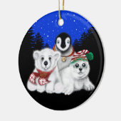 クリスマスペンギンベビーホッキョクグマのアザラシ セラミックオーナメント (左)