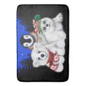 クリスマスペンギンベビーホッキョクグマのアザラシ バスマット (正面縦)