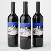 クリスマスペンギンベビーホッキョクグマのアザラシ ワインラベル (ボトル)