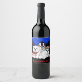 クリスマスペンギンベビーホッキョクグマのアザラシ ワインラベル