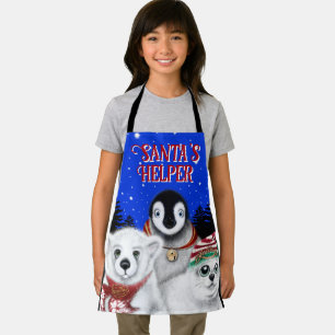 クリスマスペンギンベビーポーラークマのシールをパーソナライズ エプロン