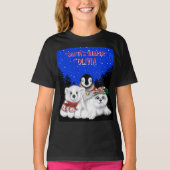 クリスマスペンギンベビーポーラークマのシールをパーソナライズ Tシャツ (正面)