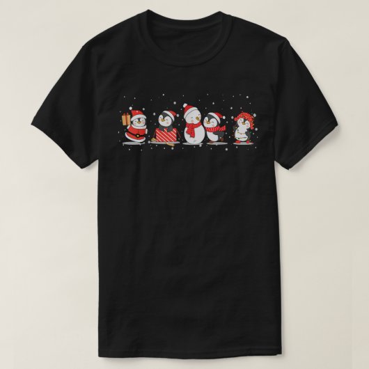 クリスマスペンギンメリークリスマスハッピーニューイエア Tシャツ (デザイン正面)