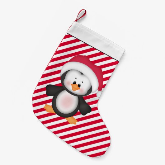 クリスマスペンギン休日の漫画ストッキング スモールクリスマスストッキング (正面 (吊り時))