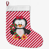 クリスマスペンギン休日の漫画ストッキング ラージクリスマスストッキング (正面)