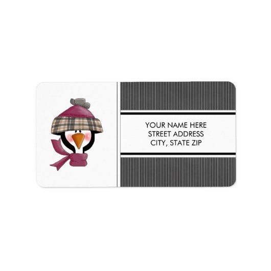 クリスマスペンギン住所メーリングラベル ラベル (正面)