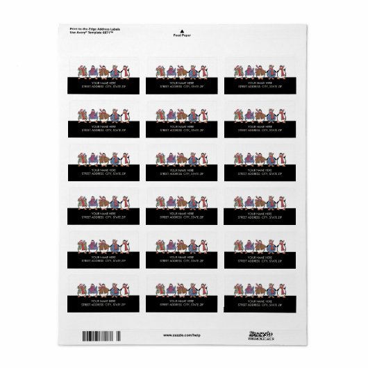 クリスマスペンギン住所メーリングラベル ラベル (フルシート)