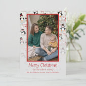 クリスマスペンギン写真パーソナライズされた家族 シーズンカード (スタンド正面)