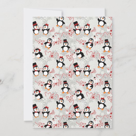 クリスマスペンギン写真パーソナライズされた家族 シーズンカード (裏面)