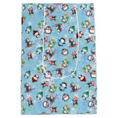 クリスマスペンギン冬のスポーツかわいいおもしろい ミディアムペーパーバッグ (裏面)